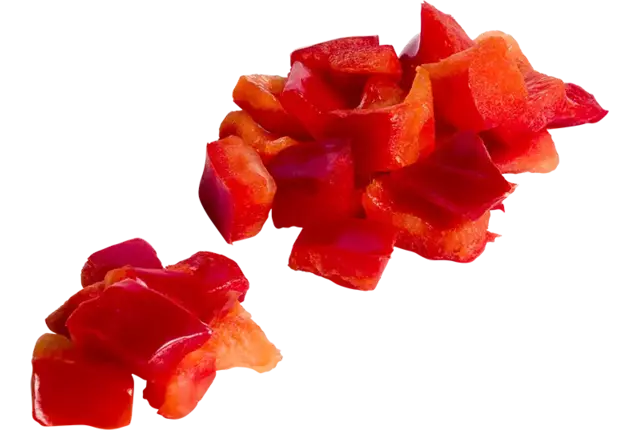 Paprika rood brunoise 20mm bulk kist 4 kilogram